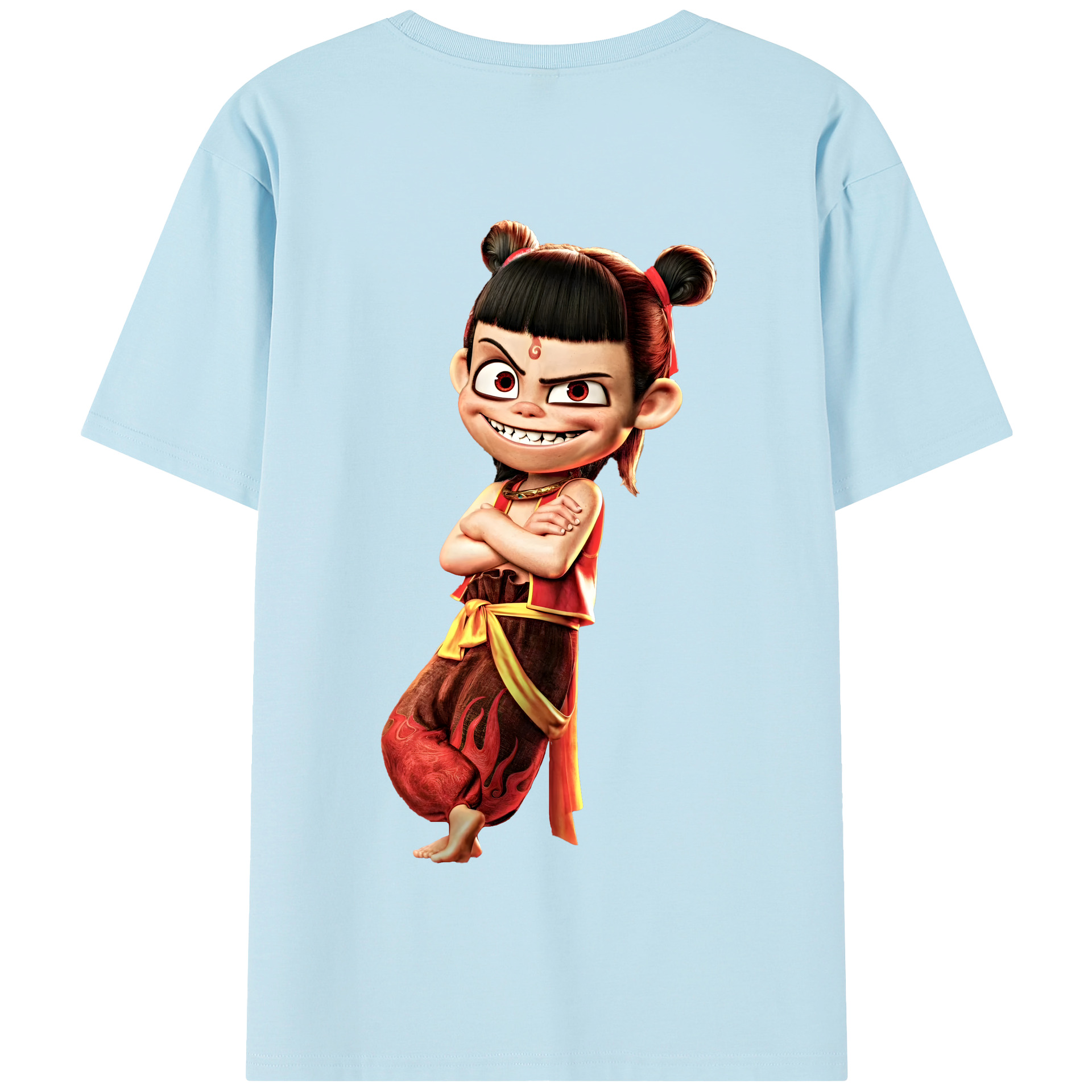 （画像用） Ne Zha 2 ナタ 魔童の大暴れ 綿100％半袖Tシャツ（背面プリント）